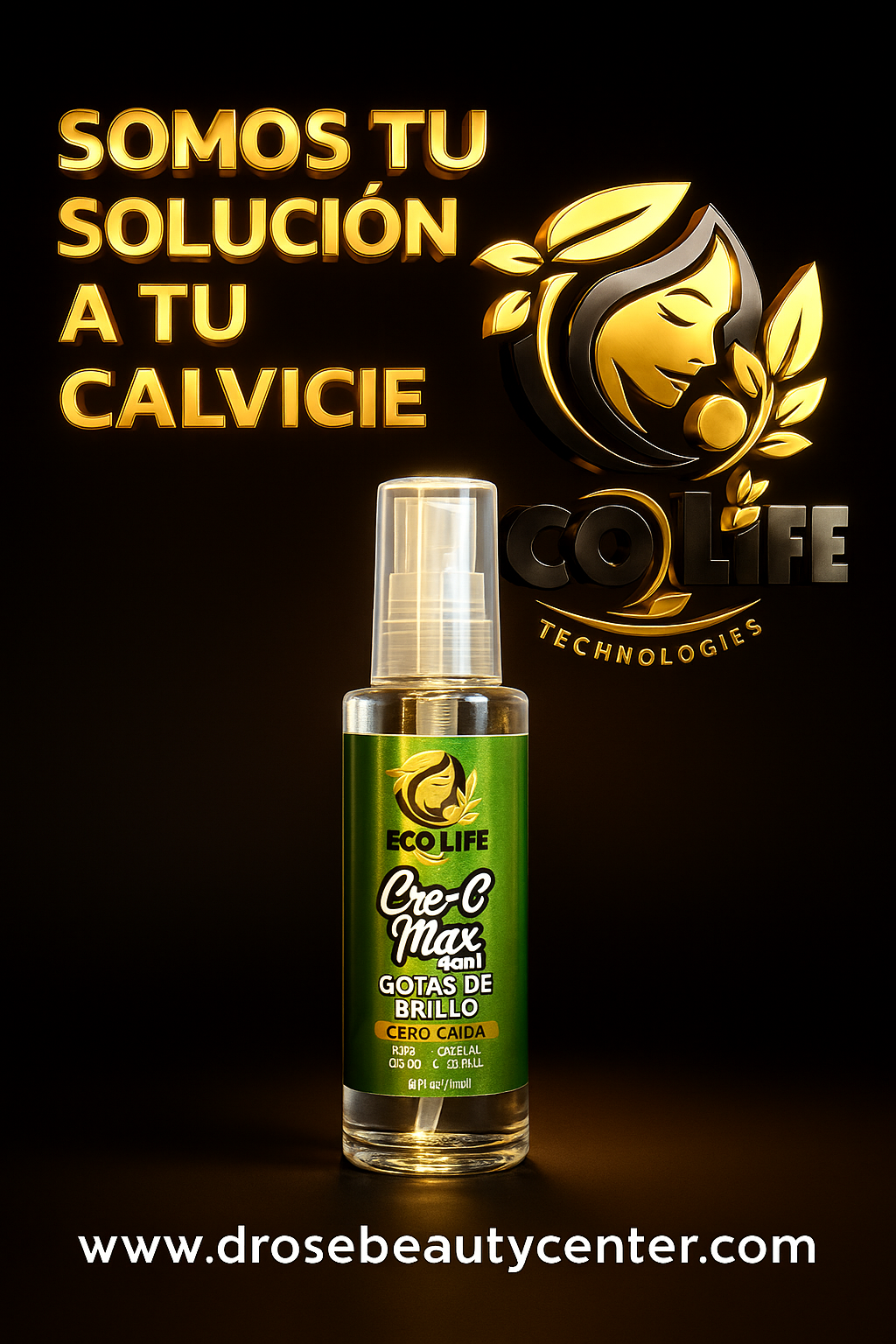 Ecolife Technologies - Crece Max 4 en 1 Gotas de Brillo (2oz) | Tratamiento Anticaída y Sellador de Puntas