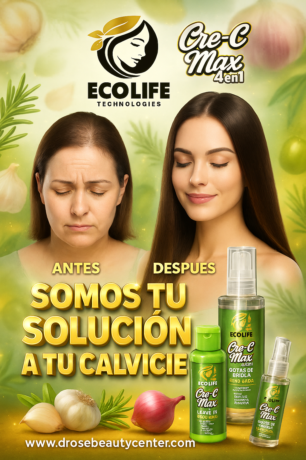 Ecolife Technologies - Crece Max 4 en 1 Gotas de Brillo (2oz) | Tratamiento Anticaída y Sellador de Puntas