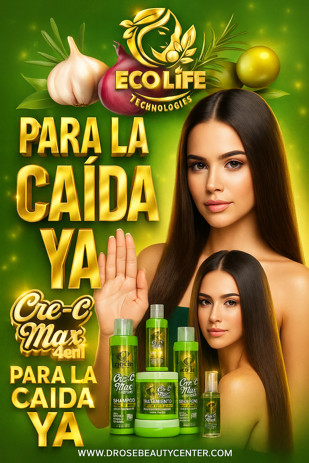 🌿 ECOLIFE TECHNOLOGIES Cre-C Max 4 en 1 – Kit Mantenimiento Capilar 5 Piezas