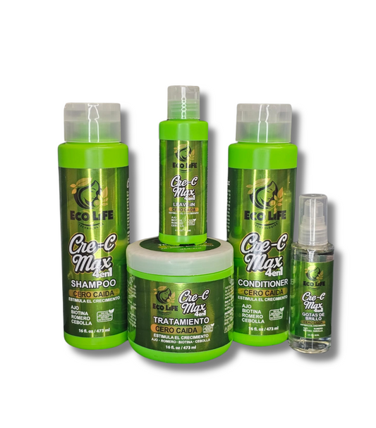 🌿 ECOLIFE TECHNOLOGIES Cre-C Max 4 en 1 – Kit Mantenimiento Capilar 5 Piezas