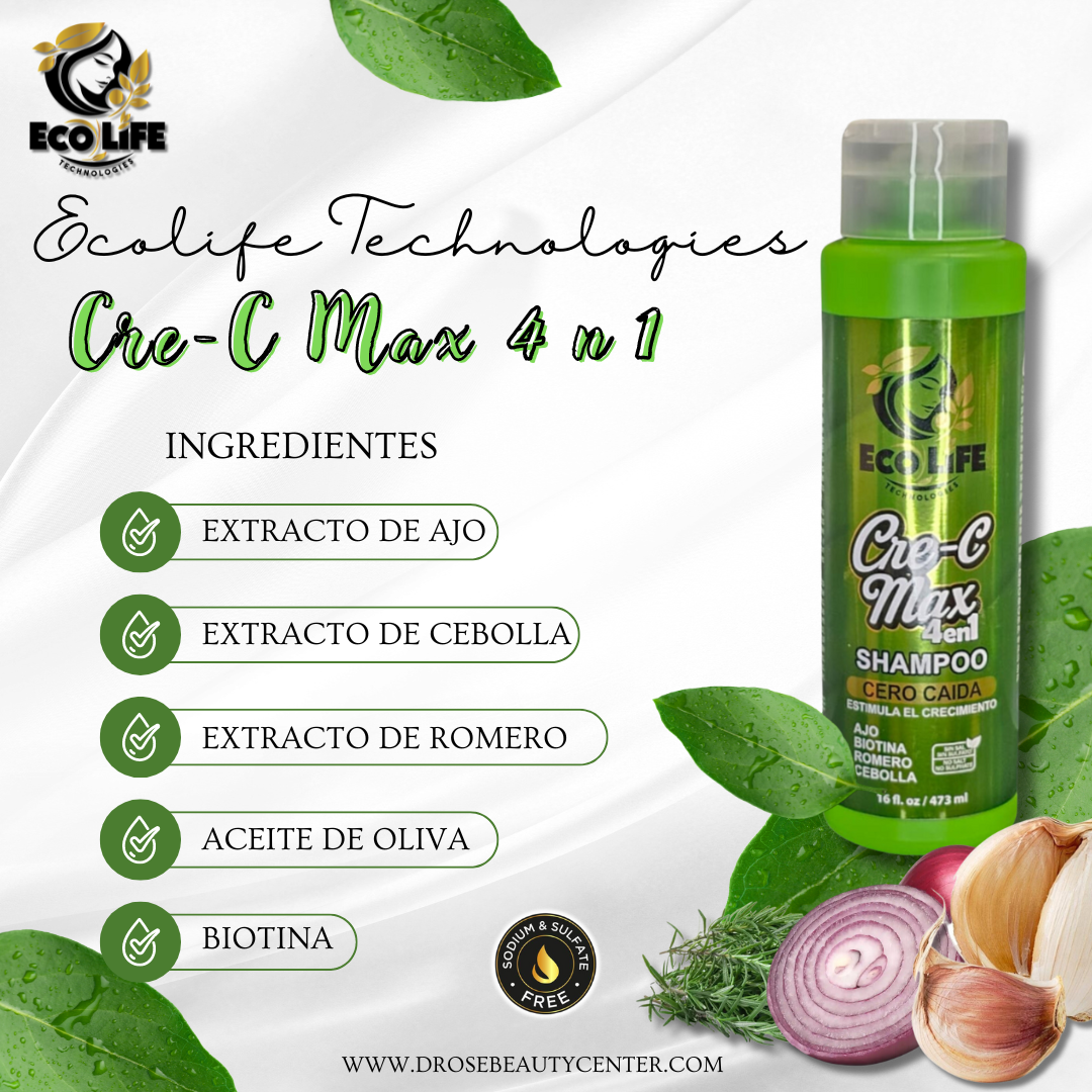ECOLIFE TECHNOLOGIES – Cre-C Max 4 en 1 Shampoo 16oz