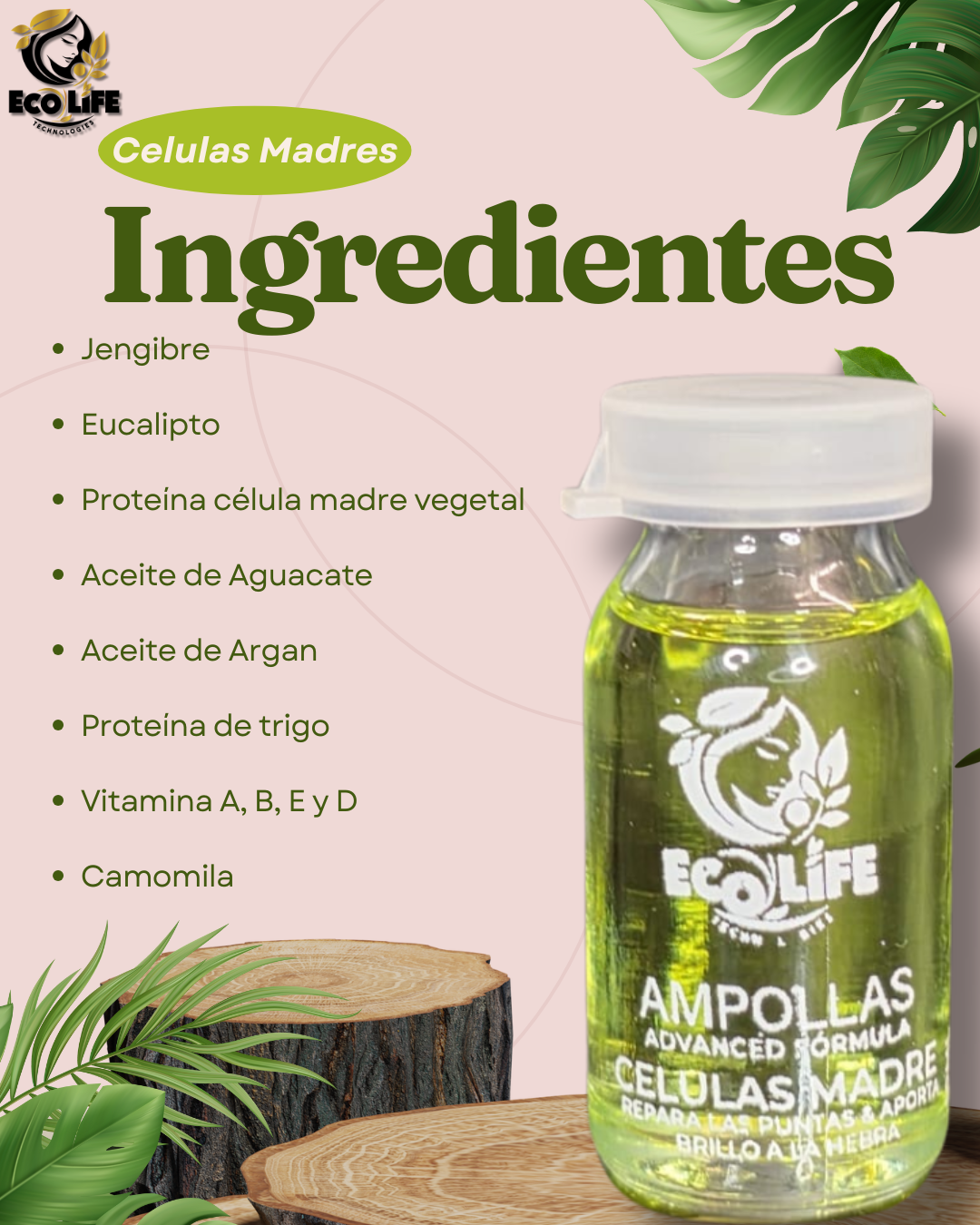 💚 ECOLIFE TECHNOLOGIES – AMPOLLA CAPILAR CÉLULAS MADRE 15 mL