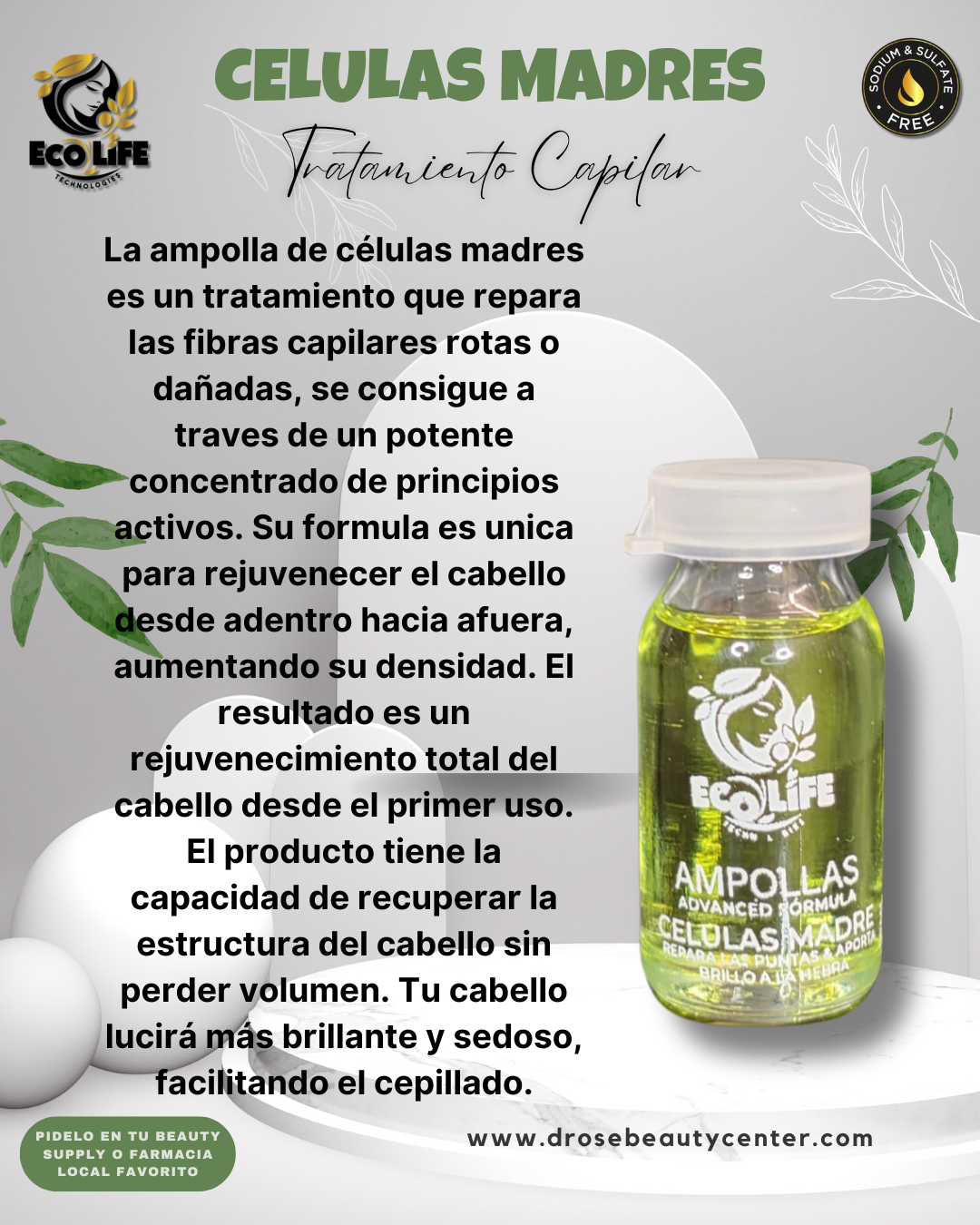 💚 ECOLIFE TECHNOLOGIES – AMPOLLA CAPILAR CÉLULAS MADRE 15 mL