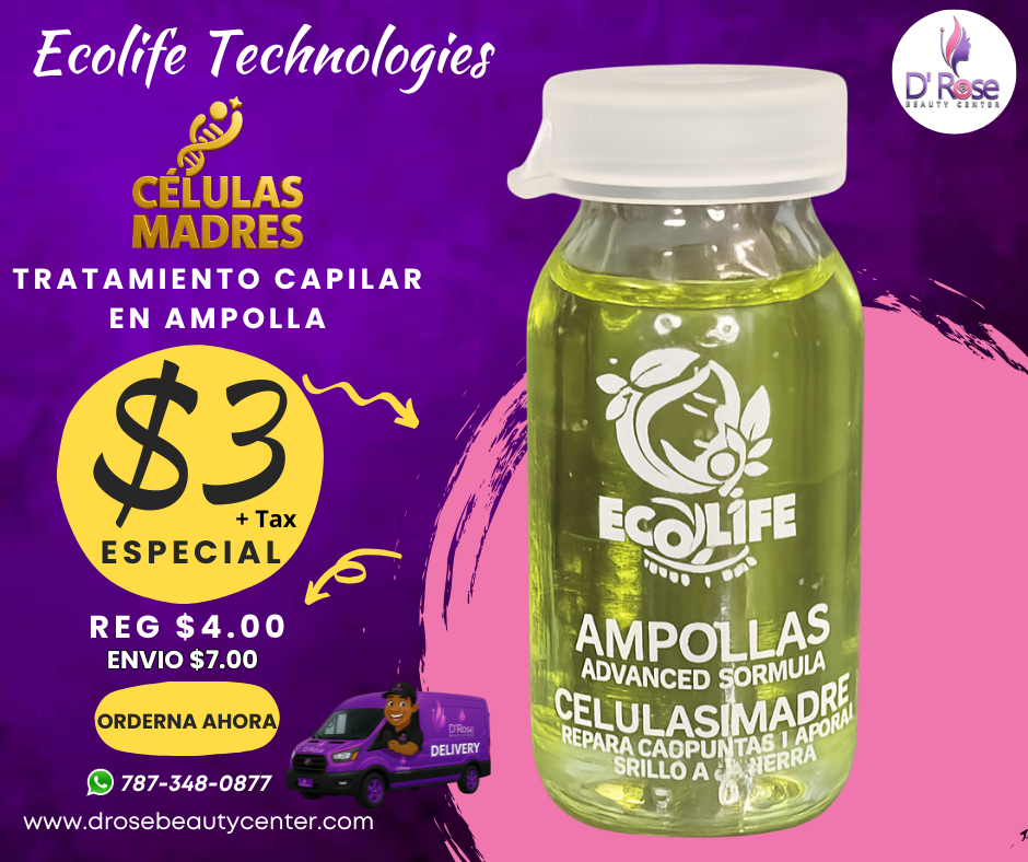 💚 ECOLIFE TECHNOLOGIES – AMPOLLA CAPILAR CÉLULAS MADRE 15 mL