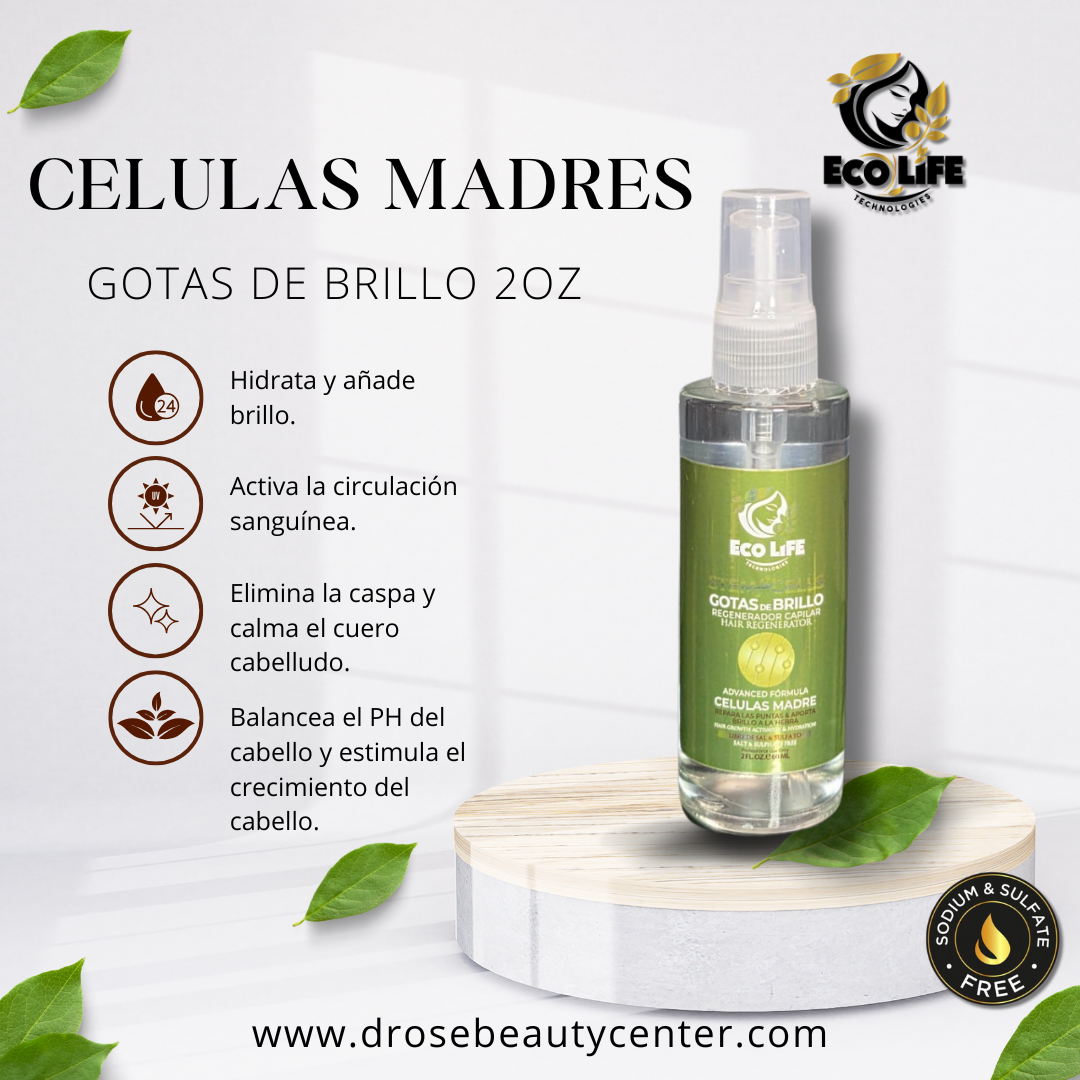 💚 ECOLIFE TECHNOLOGIES – GOTAS DE BRILLO CON CÉLULAS MADRE 2oz