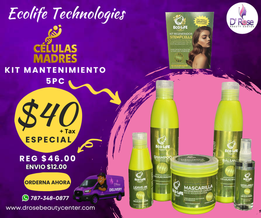 💚 ECOLIFE TECHNOLOGIES – KIT CÉLULAS MADRE 5 PIEZAS