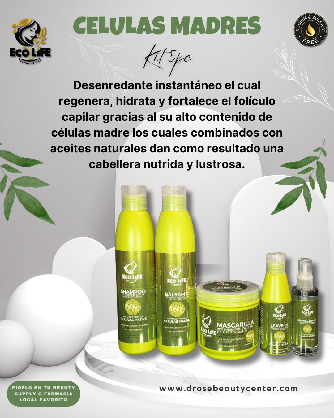 🌿 ECOLIFE TECHNOLOGIES Células Madre – Kit de Mantenimiento 5PC