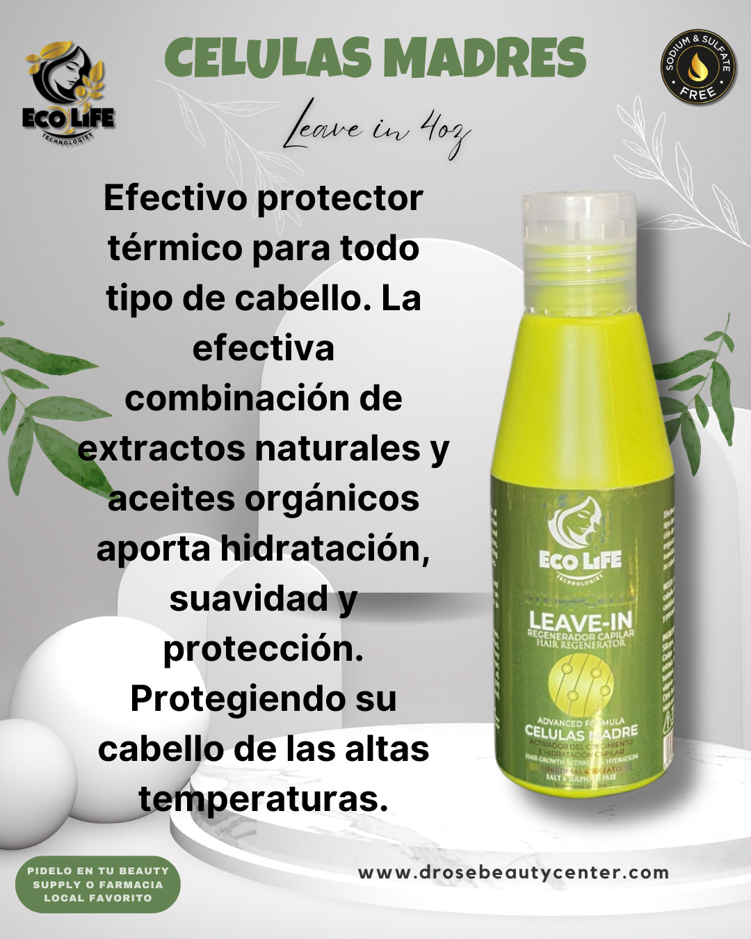💚 ECOLIFE TECHNOLOGIES – CÉLULAS MADRE LEAVE-IN 4oz