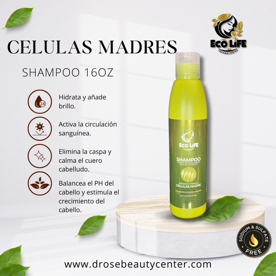 🧴 ECOLIFE TECHNOLOGIES – Shampoo Células Madre 16 oz