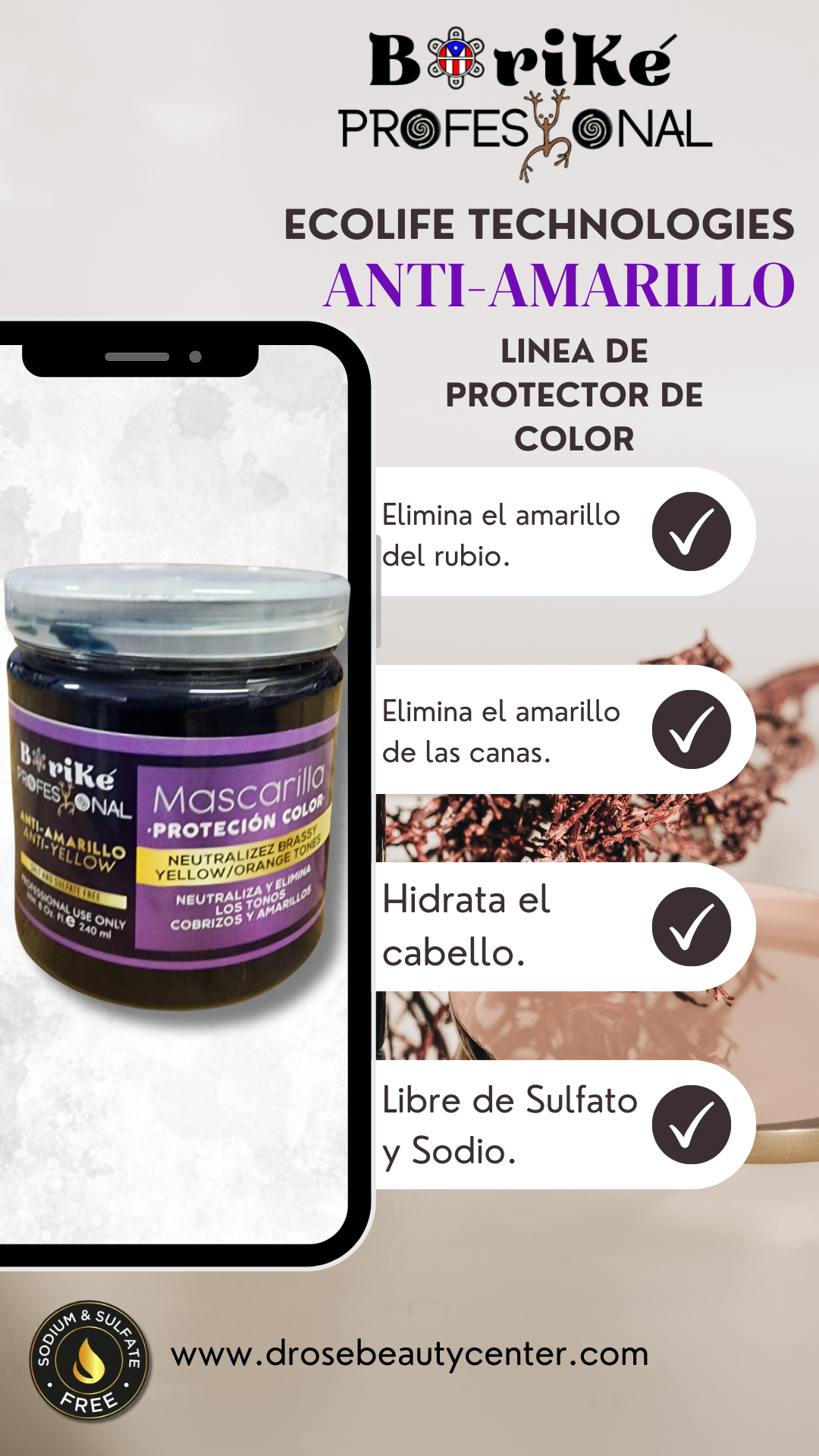 BORIKE PROFESSIONAL COLOR PROTECTOR ANTI-AMARILLO MASCARILLA 8OZ BPCPAAM8