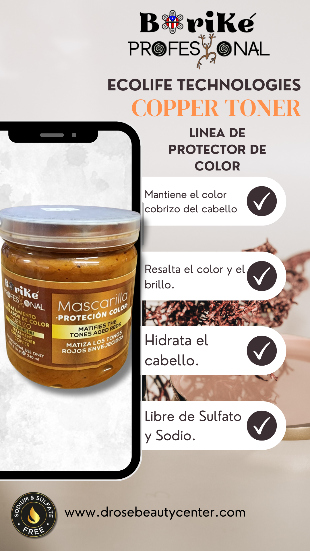 BORIKE PROFESSIONAL COLOR PROTECTOR COPPER MASCARILLA 8OZ BPCPCM8