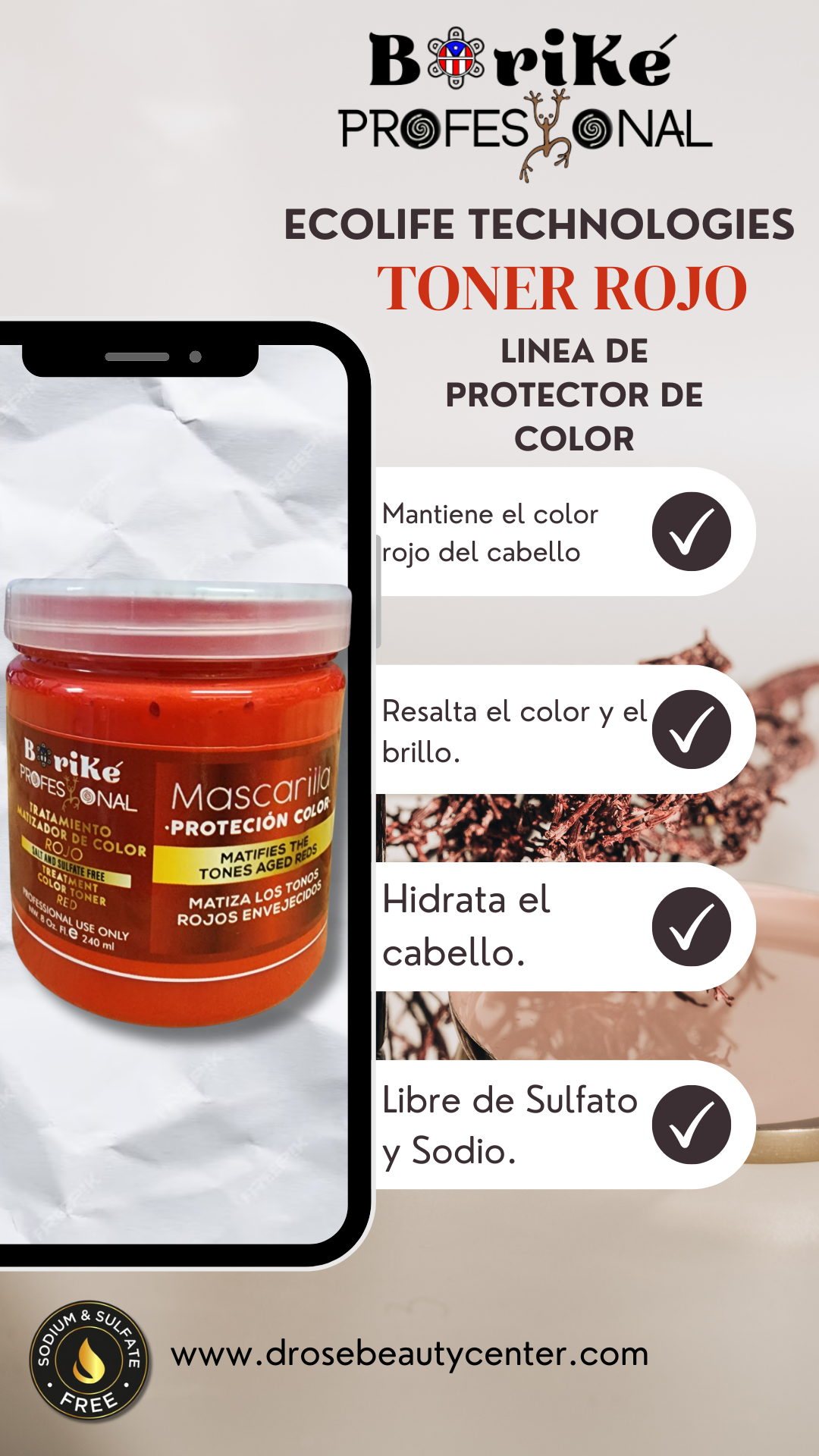 BORIKE PROFESSIONAL COLOR PROTECTOR ROJO MASCARILLA 8OZ BPCPRM8