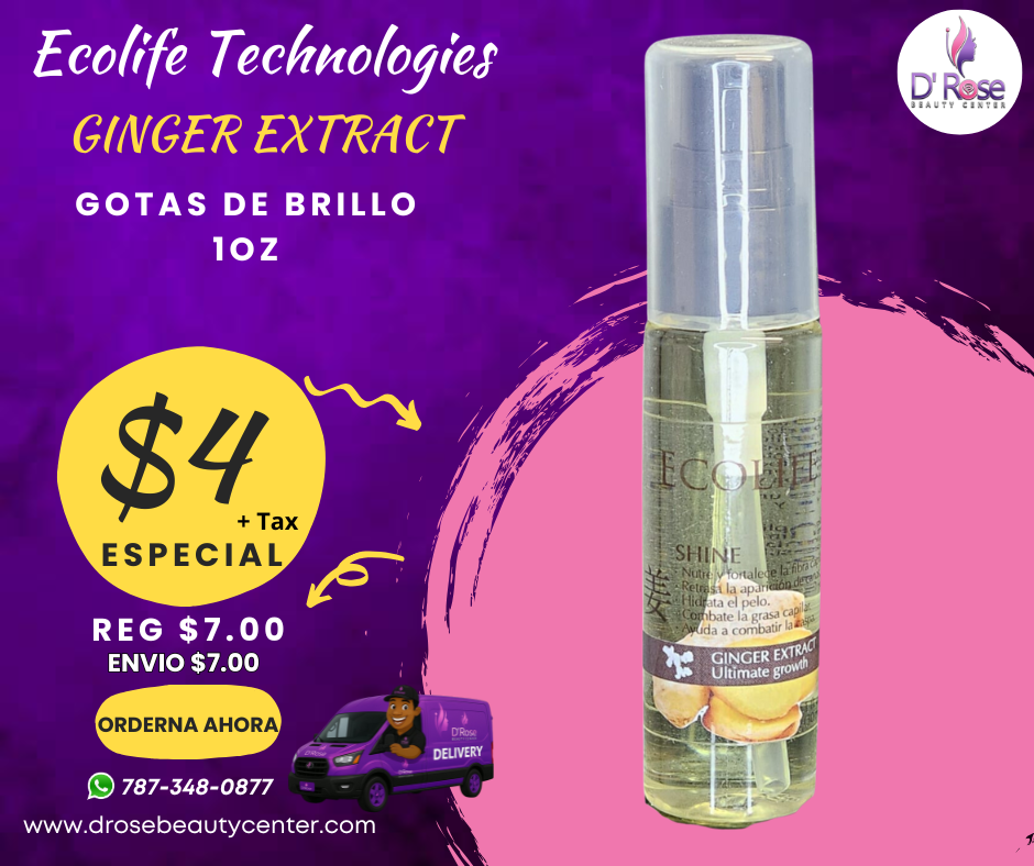 ⭐ ECOLIFE TECHNOLOGIES Ginger Extract – Gota de Brillo 1oz
