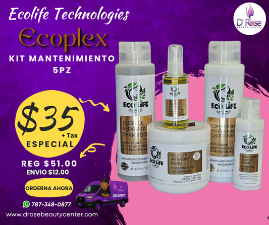 👑 ECOPLEX Kit de Mantenimiento 5PC | Restauración Capilar Intensiva + Ampolla SOS GRATIS