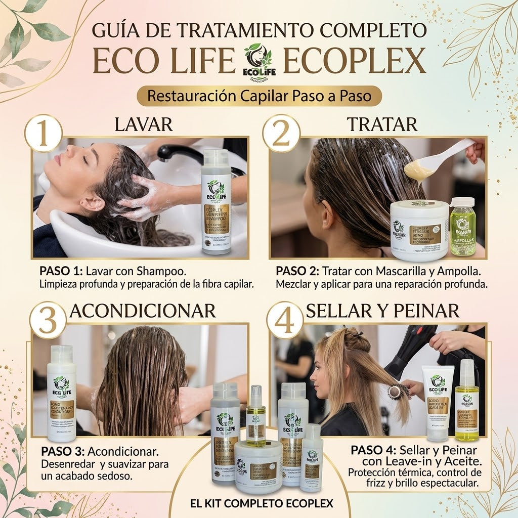 ECOLIFE ECOPLEX Kit de Mantenimiento Capilar 5PC + Ampolla Gratis