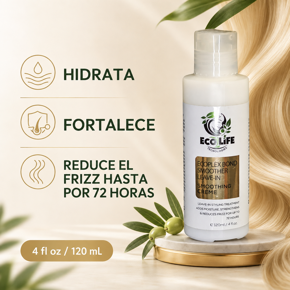 ✨ Ecolife ECOPLEX Bond Smoother Leave-In Anti-Frizz 4 oz