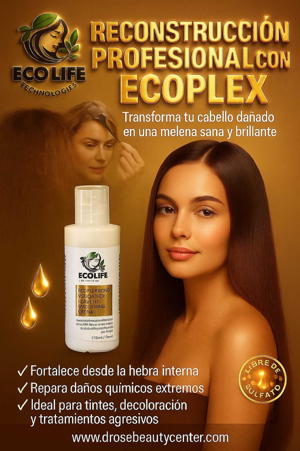 ✨ ECOPLEX Leave-In 4oz | Bond Smoother: Adiós Frizz hasta por 72 Horas