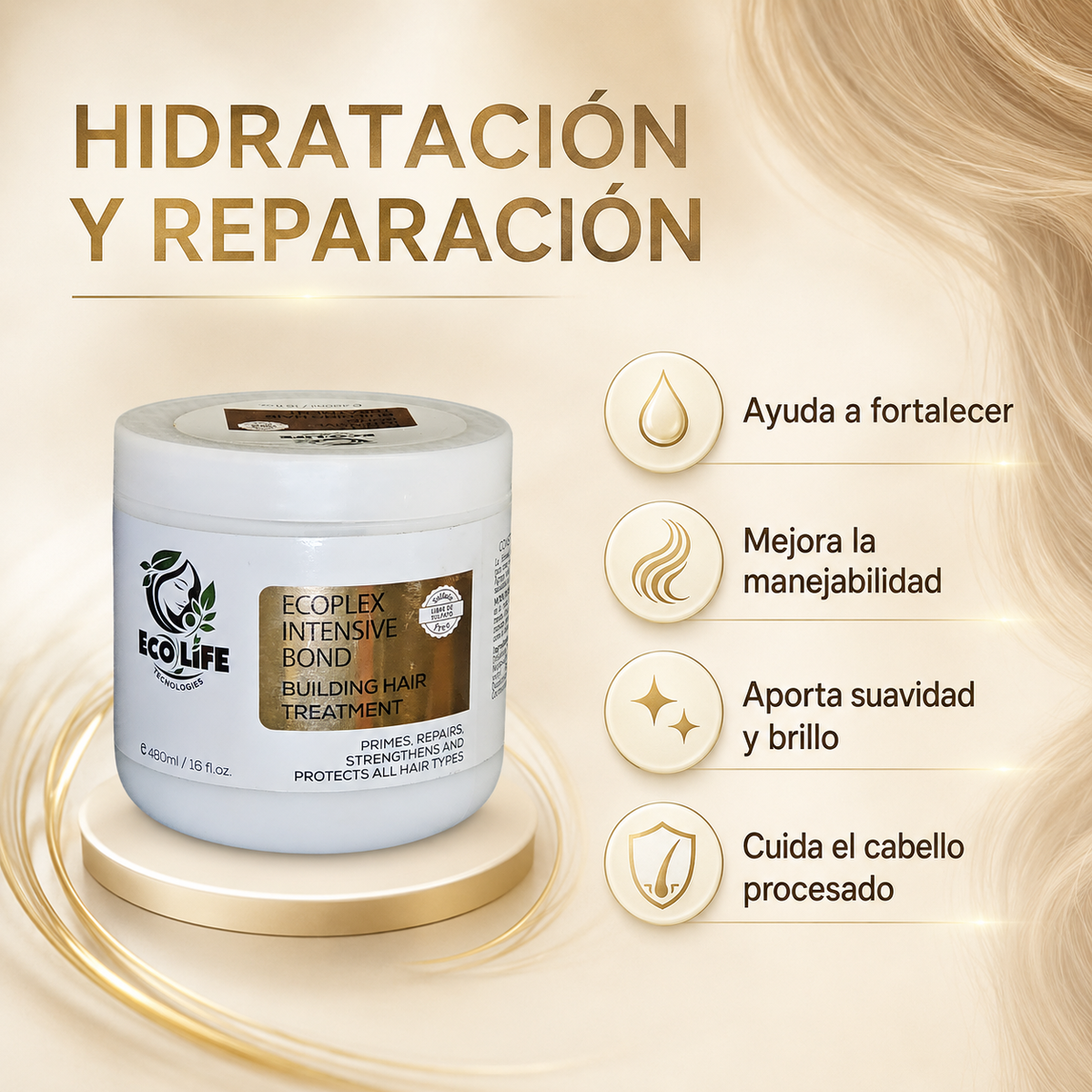 Ecolife ECOPLEX Intensive Bond Mascarilla Reconstructora 16 oz – ETEM16
