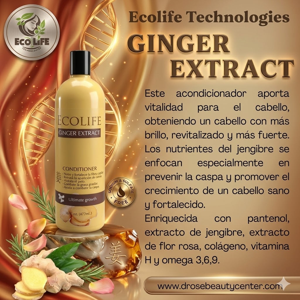 🌿✨ ACONDICIONADOR ANTICAÍDA ECOLIFE GINGER EXTRACT 16oz – HIDRATACIÓN + CRECIMIENTO CAPILAR 💆‍♀️🔥