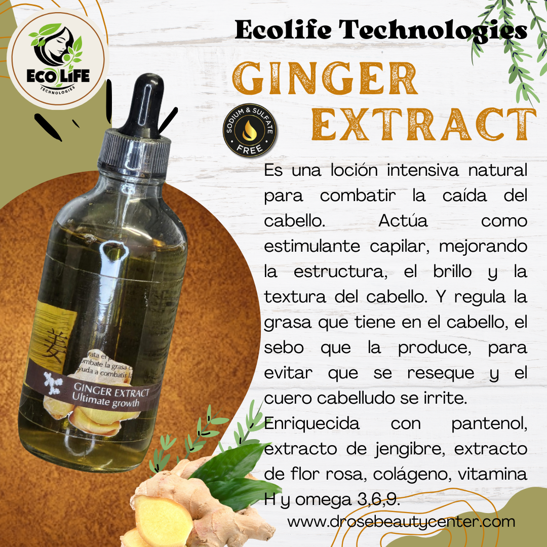 ECOLIFE TECHNOLOGIES – GINGER EXTRACT Gotero Anti-Caída 4oz • ETGEGA4