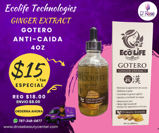 ECOLIFE TECHNOLOGIES – GINGER EXTRACT Gotero Anti-Caída 4oz • ETGEGA4