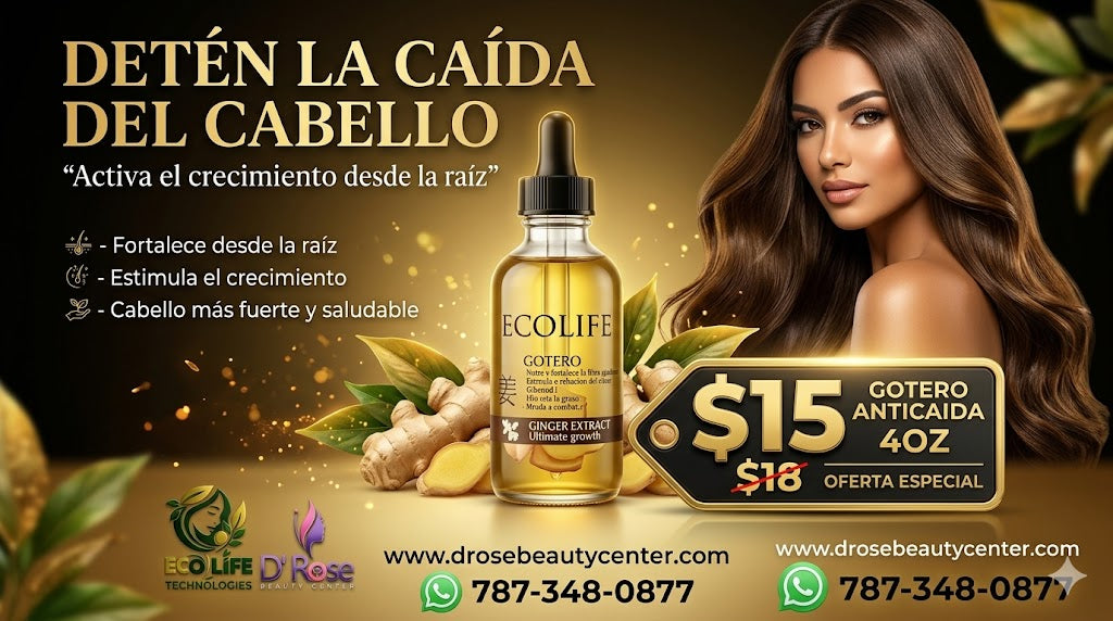 🌿🔥 GOTERO ANTICAÍDA ECOLIFE GINGER EXTRACT 4oz – CRECIMIENTO ACELERADO + FORTALECIMIENTO INTENSIVO 💆‍♀️✨