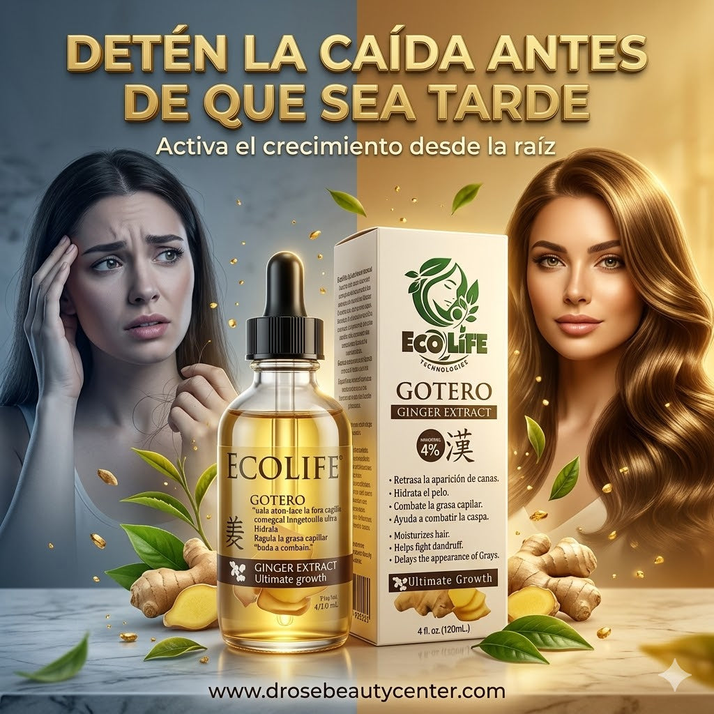 🌿🔥 GOTERO ANTICAÍDA ECOLIFE GINGER EXTRACT 4oz – CRECIMIENTO ACELERADO + FORTALECIMIENTO INTENSIVO 💆‍♀️✨