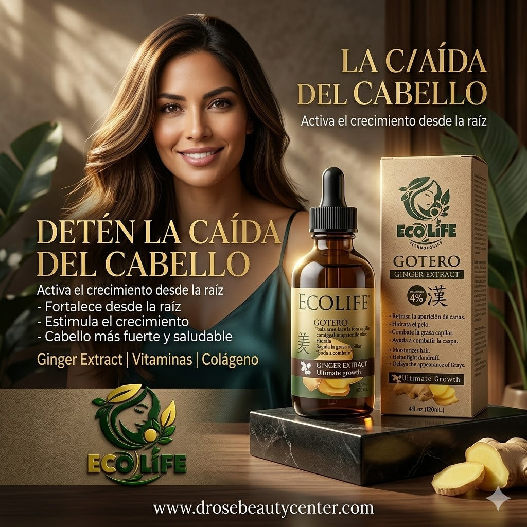 🌿🔥 GOTERO ANTICAÍDA ECOLIFE GINGER EXTRACT 4oz – CRECIMIENTO ACELERADO + FORTALECIMIENTO INTENSIVO 💆‍♀️✨