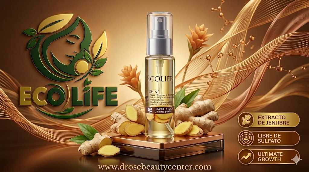 ✨🌿 GOTA DE BRILLO ECOLIFE GINGER EXTRACT 1oz – BRILLO INTENSO + ANTI-FRIZZ + REPARACIÓN INMEDIATA 💆‍♀️🔥