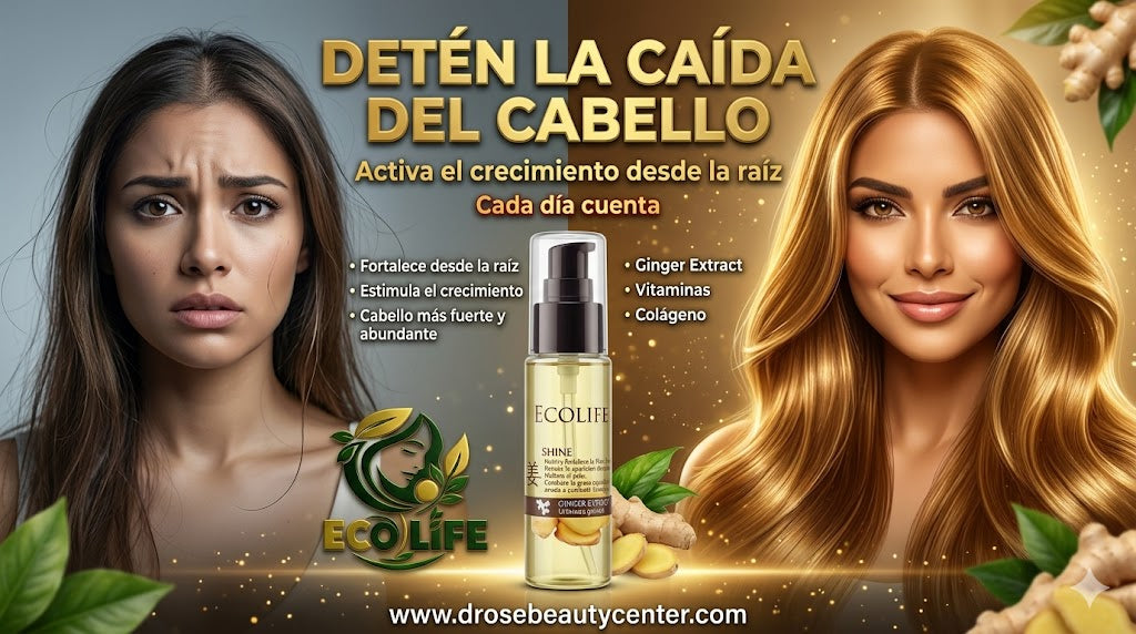 ✨🌿 GOTA DE BRILLO ECOLIFE GINGER EXTRACT 1oz – BRILLO INTENSO + ANTI-FRIZZ + REPARACIÓN INMEDIATA 💆‍♀️🔥