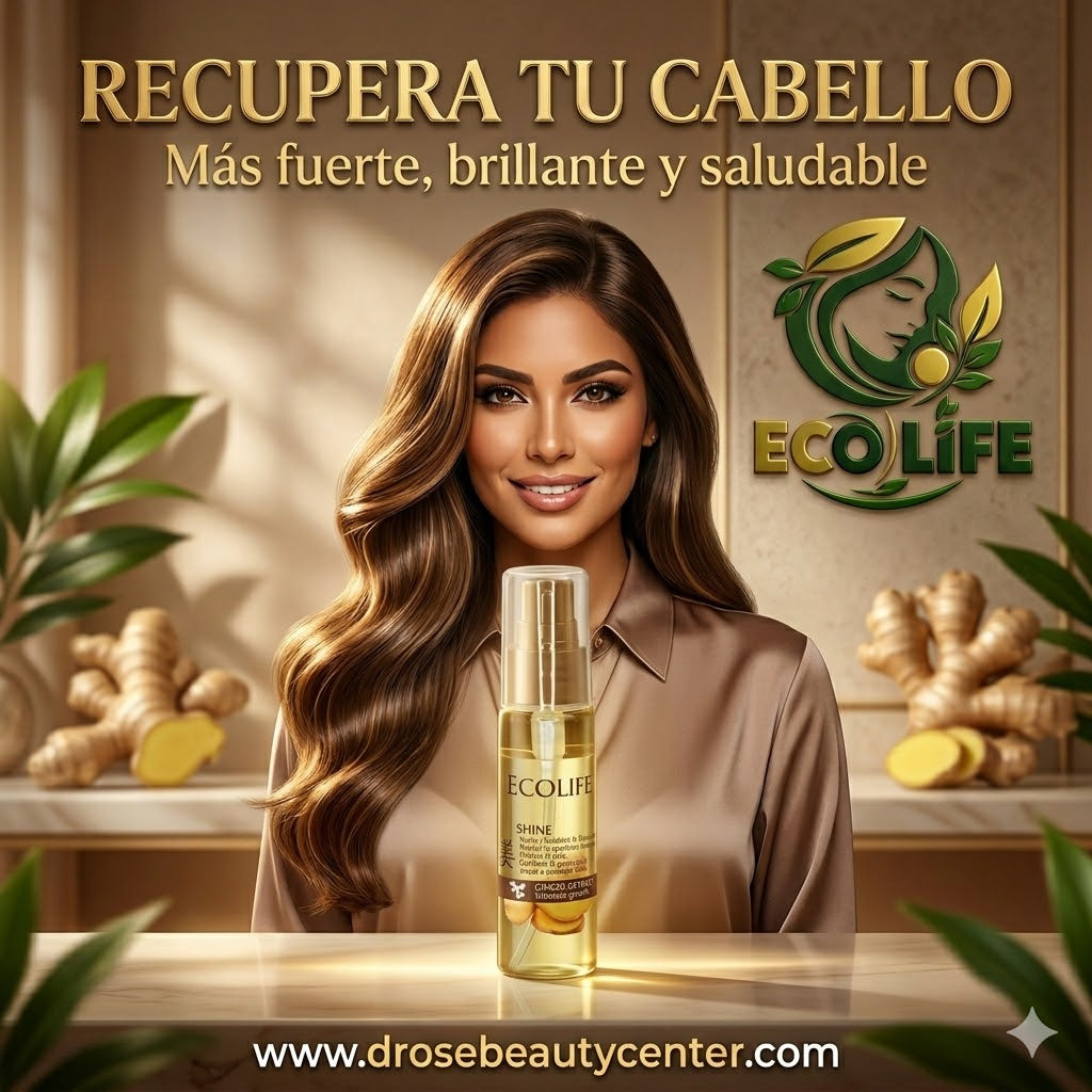 ✨🌿 GOTA DE BRILLO ECOLIFE GINGER EXTRACT 1oz – BRILLO INTENSO + ANTI-FRIZZ + REPARACIÓN INMEDIATA 💆‍♀️🔥