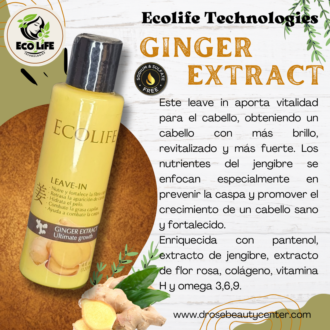 🌿 ECOLIFE TECHNOLOGIES Ginger Extract Leave-In 4oz
