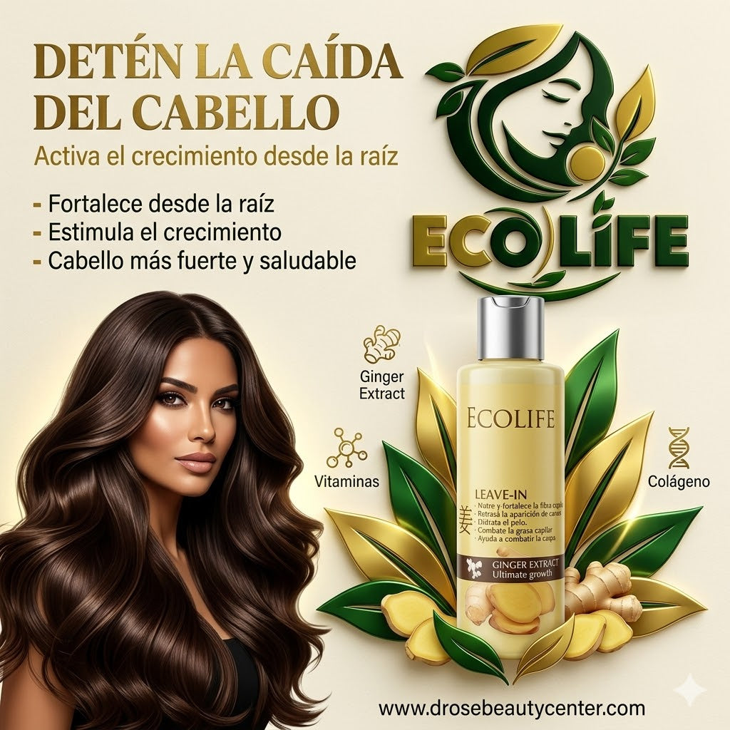 🌿✨ LEAVE-IN ANTICAÍDA ECOLIFE GINGER EXTRACT 4oz – HIDRATACIÓN + CRECIMIENTO + PROTECCIÓN CAPILAR 💆‍♀️🔥