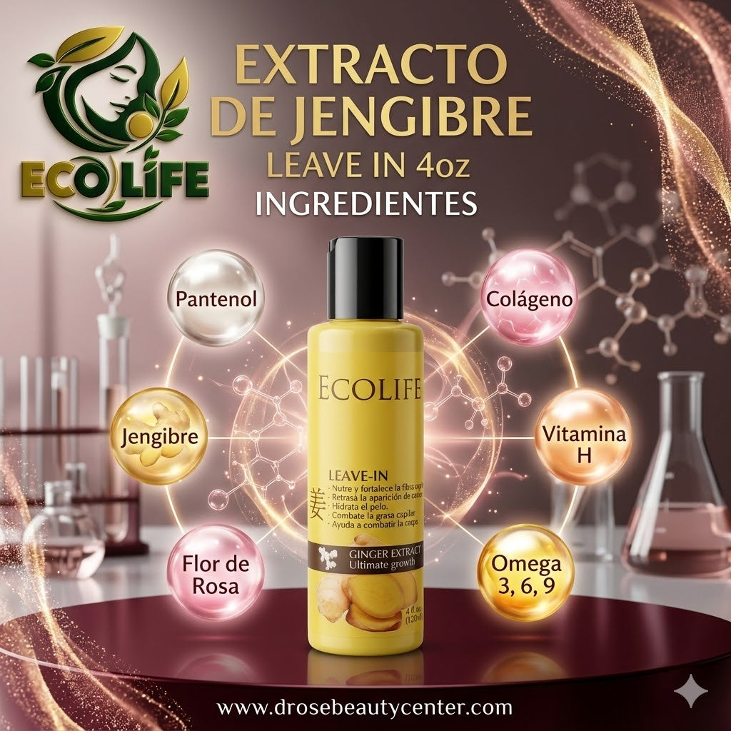 🌿✨ LEAVE-IN ANTICAÍDA ECOLIFE GINGER EXTRACT 4oz – HIDRATACIÓN + CRECIMIENTO + PROTECCIÓN CAPILAR 💆‍♀️🔥