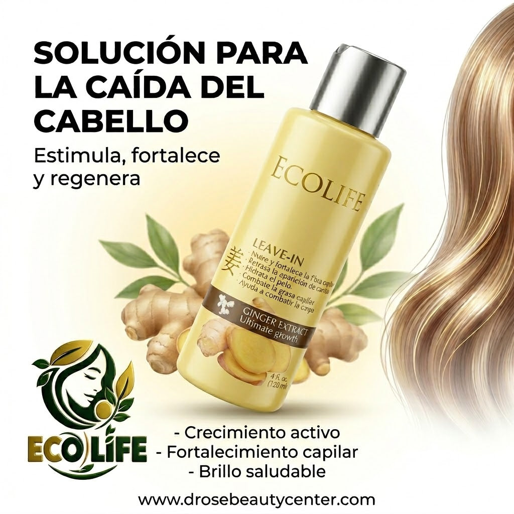 🌿✨ LEAVE-IN ANTICAÍDA ECOLIFE GINGER EXTRACT 4oz – HIDRATACIÓN + CRECIMIENTO + PROTECCIÓN CAPILAR 💆‍♀️🔥