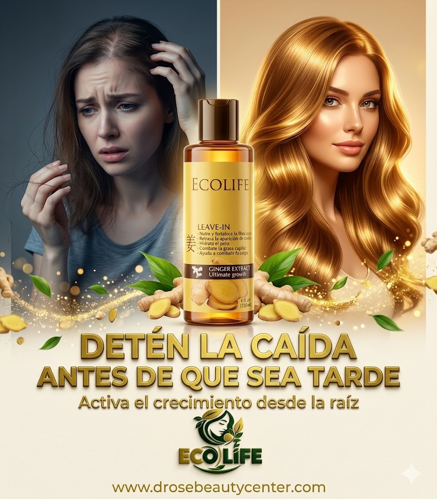 🌿✨ LEAVE-IN ANTICAÍDA ECOLIFE GINGER EXTRACT 4oz – HIDRATACIÓN + CRECIMIENTO + PROTECCIÓN CAPILAR 💆‍♀️🔥