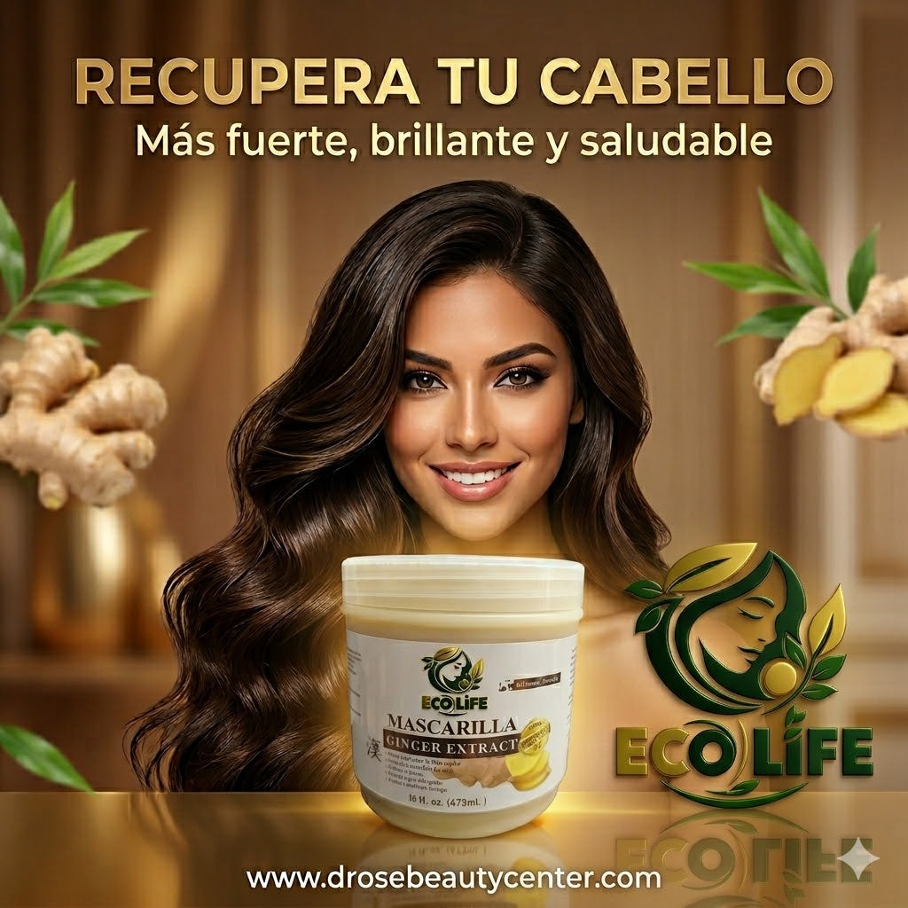🌿✨ MASCARILLA ANTICAÍDA ECOLIFE GINGER EXTRACT 16oz – HIDRATACIÓN INTENSIVA + CRECIMIENTO + REPARACIÓN PROFUNDA 💆‍♀️🔥