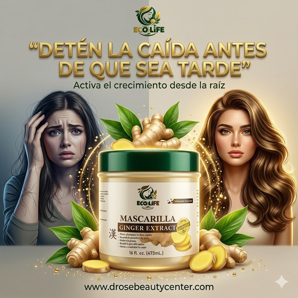 🌿✨ MASCARILLA ANTICAÍDA ECOLIFE GINGER EXTRACT 16oz – HIDRATACIÓN INTENSIVA + CRECIMIENTO + REPARACIÓN PROFUNDA 💆‍♀️🔥