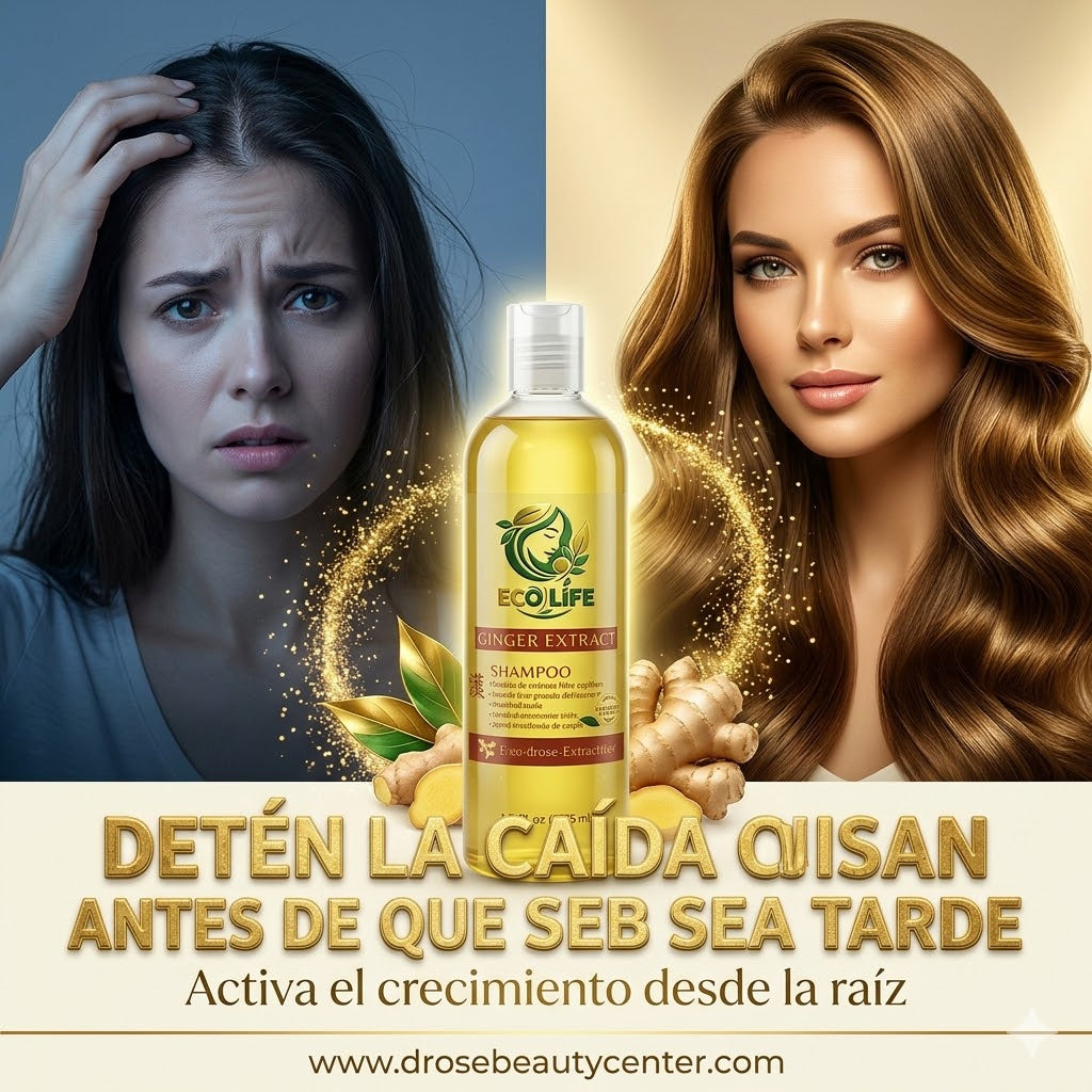 🌿🔥 SHAMPOO ANTICAÍDA ECOLIFE GINGER EXTRACT 16oz – CRECIMIENTO + LIMPIEZA PROFUNDA 💆‍♀️✨