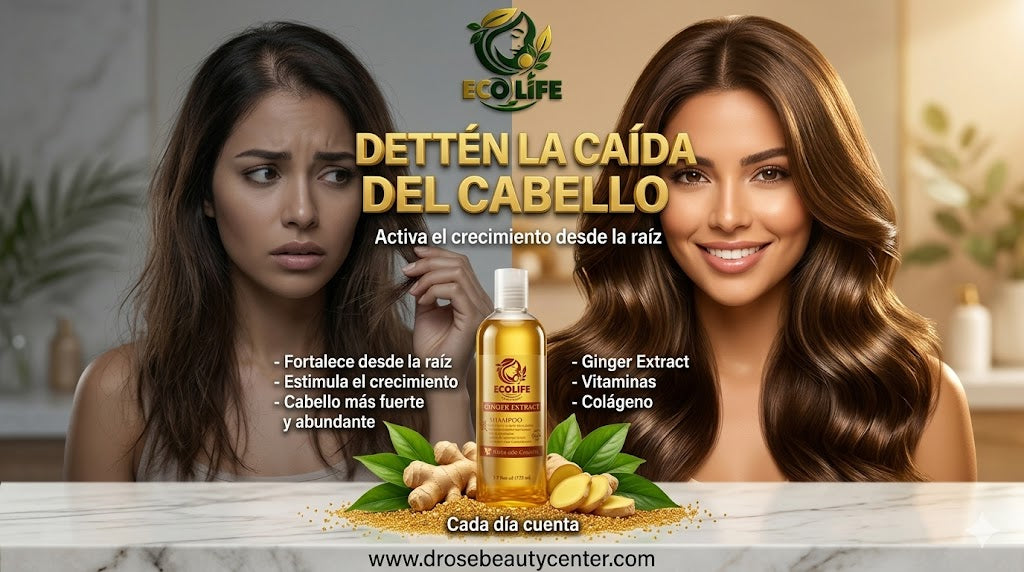 🌿🔥 SHAMPOO ANTICAÍDA ECOLIFE GINGER EXTRACT 16oz – CRECIMIENTO + LIMPIEZA PROFUNDA 💆‍♀️✨