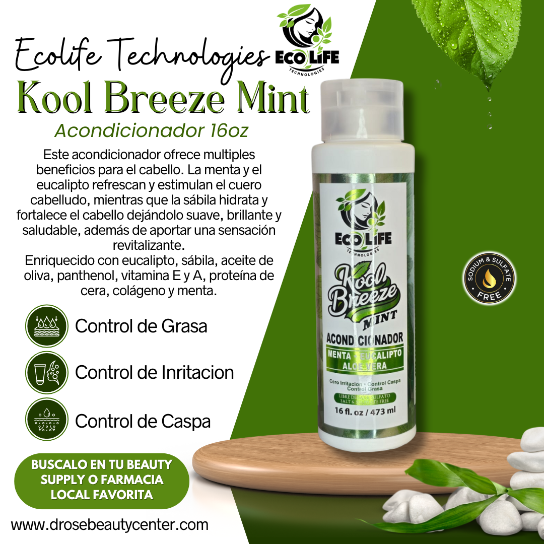 🌿 ECOLIFE TECHNOLOGIES Kool Breeze Mint – ACONDICIONADOR GALÓN 128oz
