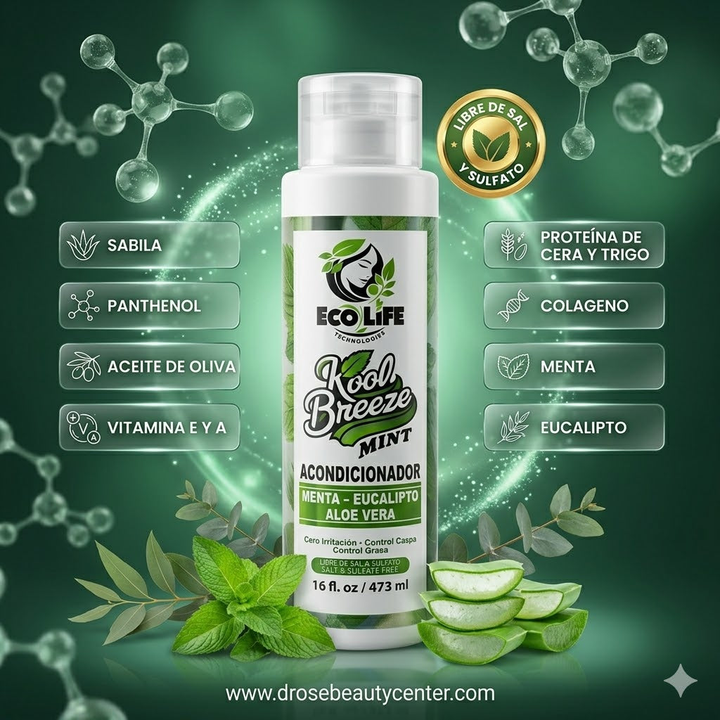 ECOLIFE TECHNOLOGIES Kool Breeze Mint Acondicionador 16oz / 473ml – Menta, Eucalipto y Aloe Vera