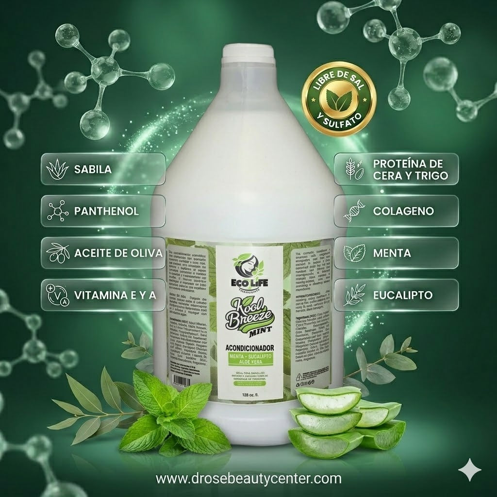 Ecolife Technologies Kool Breeze Mint Acondicionador Galón 128oz ETKBMAG – Acondicionador Refrescante Profesional
