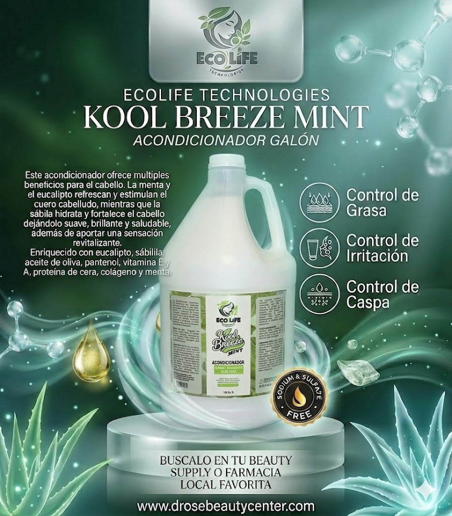 Ecolife Technologies Kool Breeze Mint Acondicionador Galón 128oz ETKBMAG – Acondicionador Refrescante Profesional