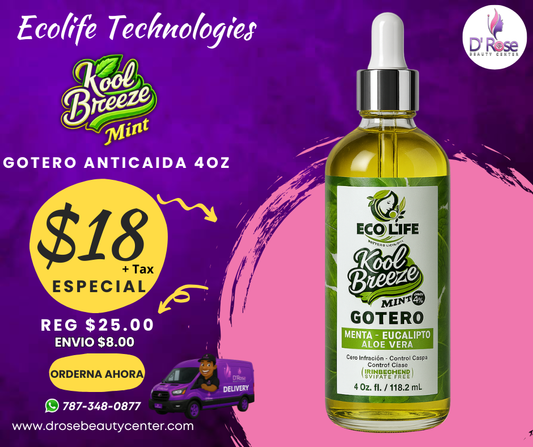 🌿 Kool Breeze Mint – Gotero Anti-Caída 4oz | Minoxidil 4% – Ecolife Technologies