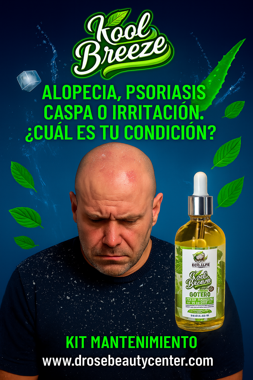 🌿 KOOL BREEZE MINT – Gotero Anti-Caída 4oz con Minoxidil 4% | Ecolife Technologies