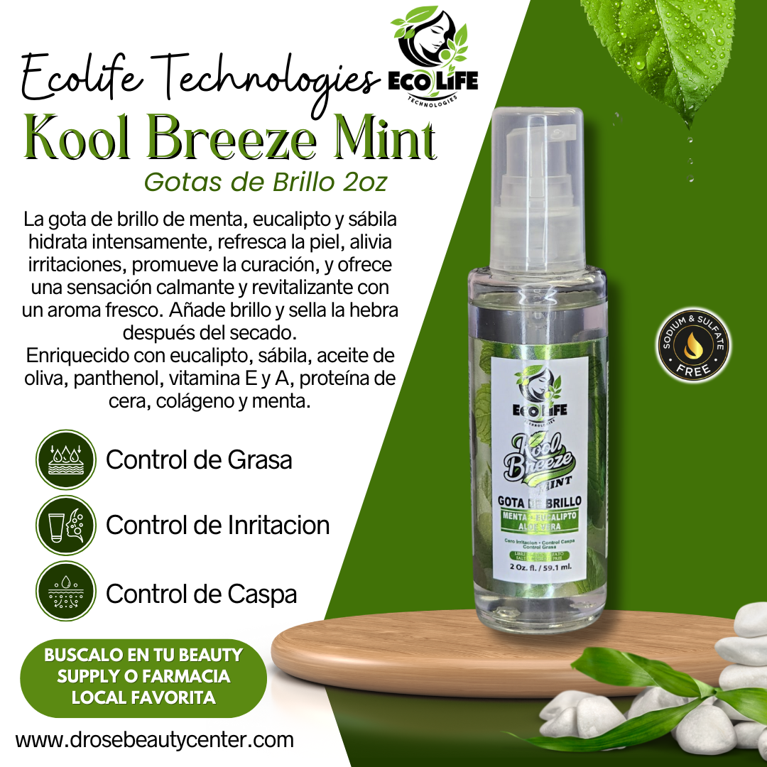 💚 Ecolife Technologies - Kool Breeze Mint Gotas de Brillo 2oz