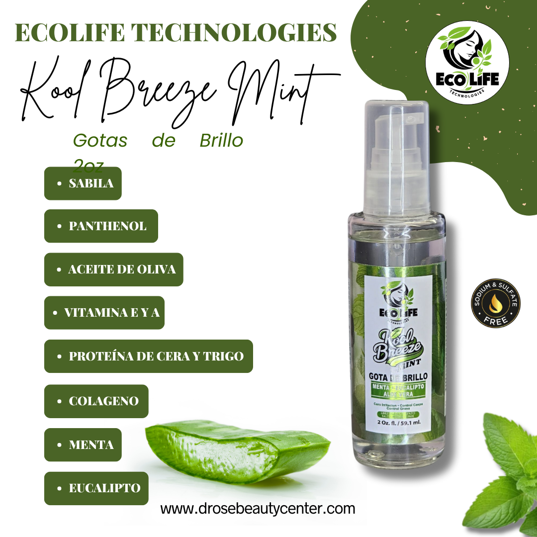 💚 Ecolife Technologies - Kool Breeze Mint Gotas de Brillo 2oz