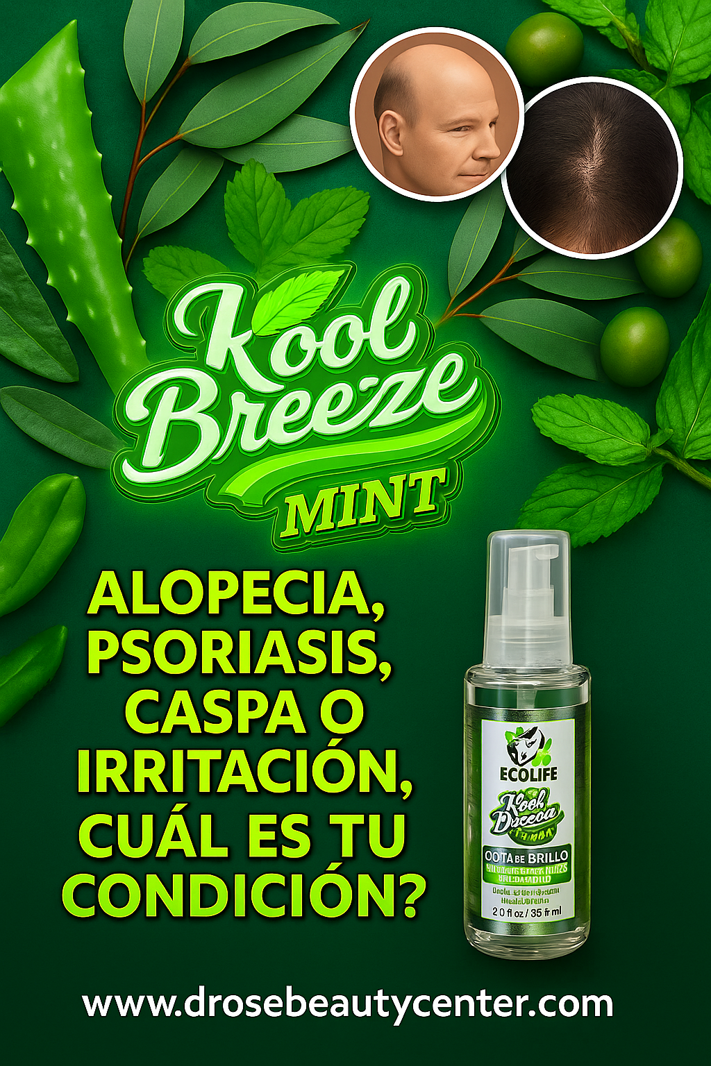 💚 Ecolife Technologies - Kool Breeze Mint Gotas de Brillo 2oz