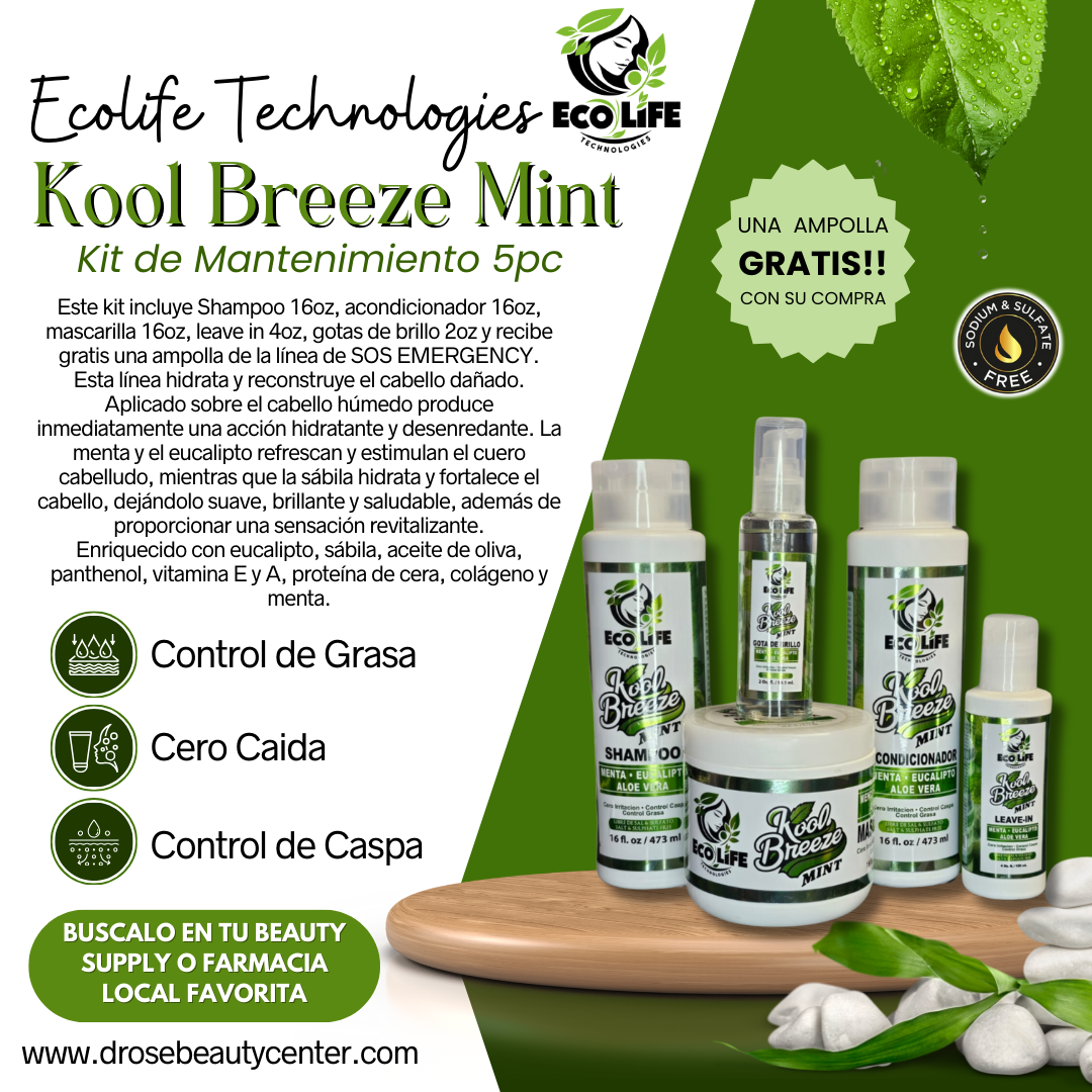 🌿 Ecolife Technologies – Kool Breeze Mint Kit de Mantenimiento 5pc